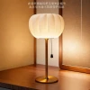 French retro fabric desktop lamp, modern and simple wabi-sabi style bedside lamp, study floor lamp, living room night lamp details Picture